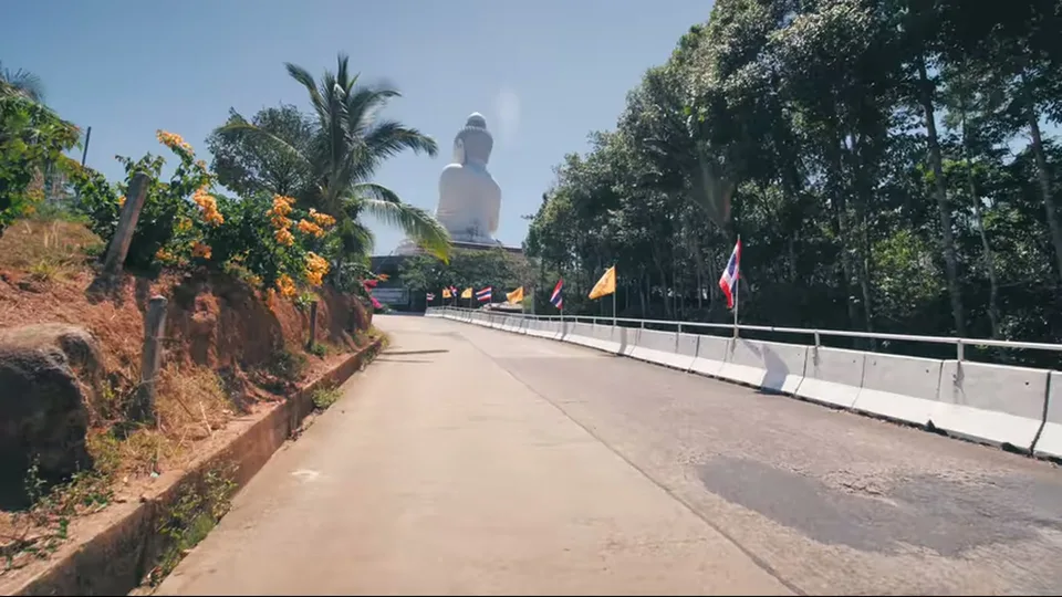 Ceremonial bells on terrace overlooking hills at Big Buddha